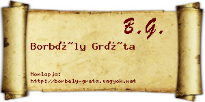 Borbély Gréta névjegykártya